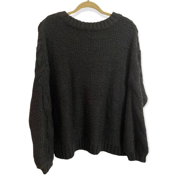 Aerie Black Knit Long Sleeve Chunky Crew Neck Sweater Size Medium - Picture 5 of 5